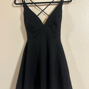 Lulu's Black Backless A-Line Dress with Crisscross Straps